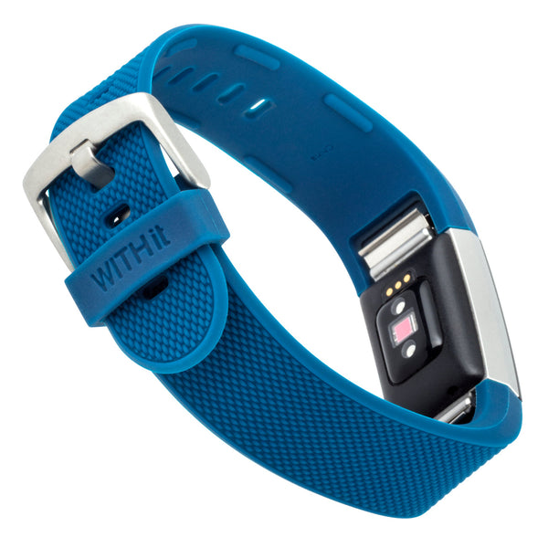 Designer Bands for Fitbit Charge 2 by WITHit - 3 Pack in Gray Silicone, Navy Silicone & Black Mesh