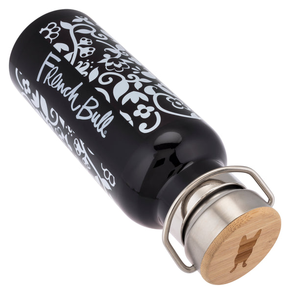 French Bull Stainless Steel Insulated Water Bottle - Black & White Vine