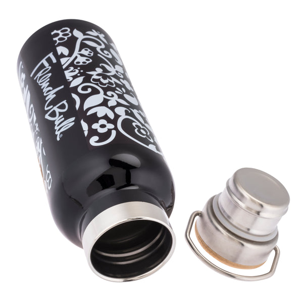 French Bull Stainless Steel Insulated Water Bottle - Black & White Vine