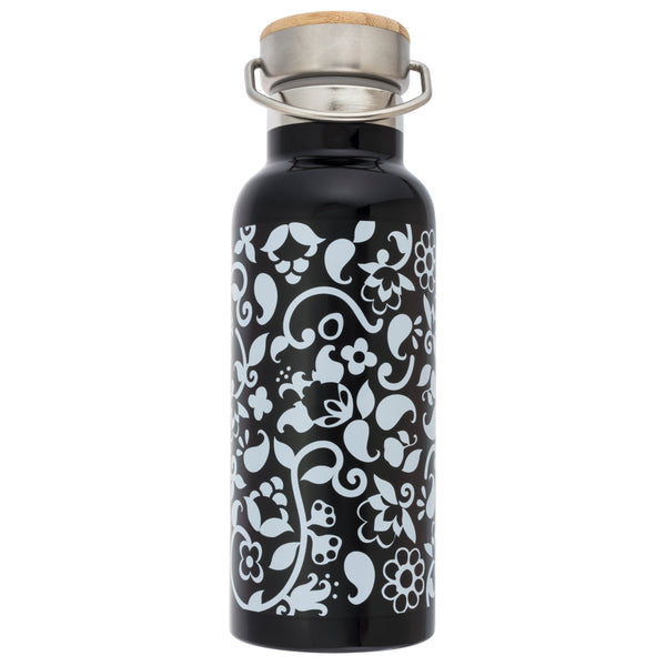 French Bull Stainless Steel Insulated Water Bottle - Black & White Vine
