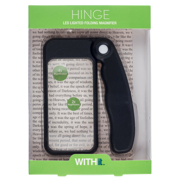 WITHit Hinge Lighted Rectangular Magnifier - Black