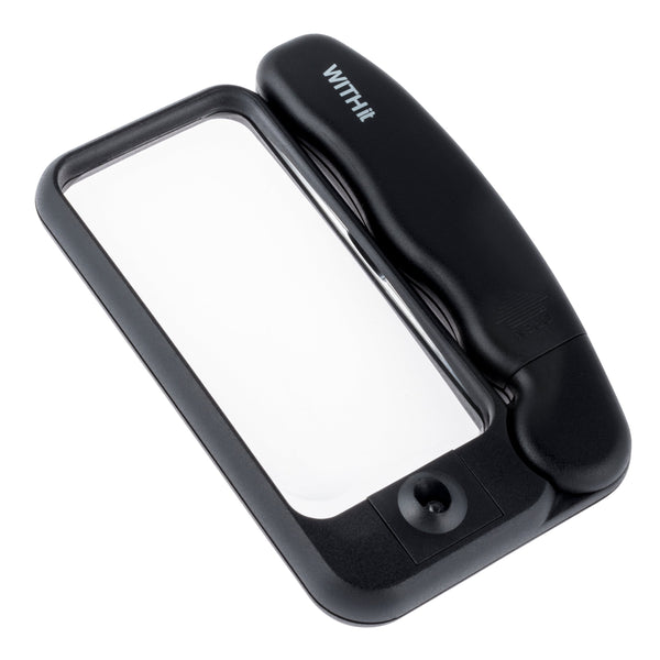 WITHit Hinge Lighted Rectangular Magnifier - Black