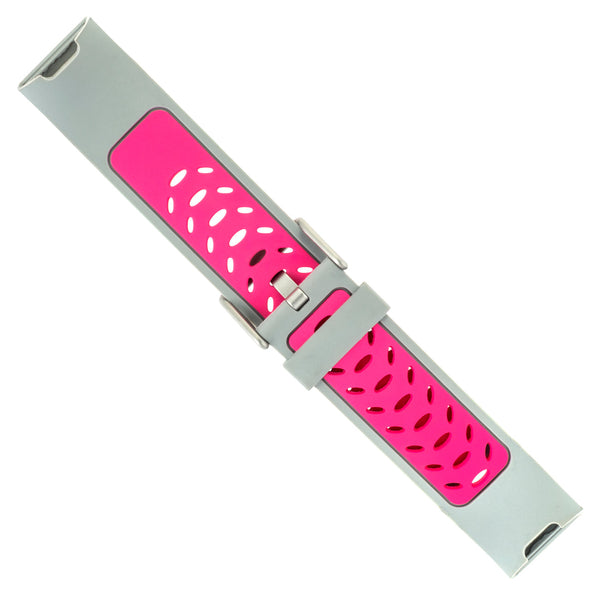 Designer Silicone Band for Fitbit Charge 3 & Charge 4 by WITHit in Gray/Pink Sport