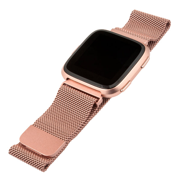 Stainless Steel Mesh FitBit Versa Band, Rose Gold