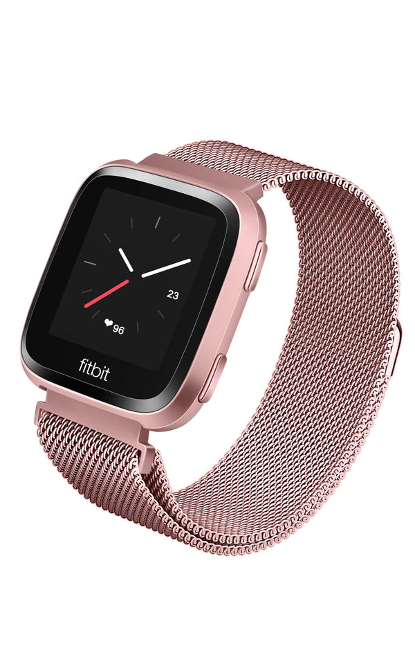 Stainless Steel Mesh FitBit Versa Band, Rose Gold