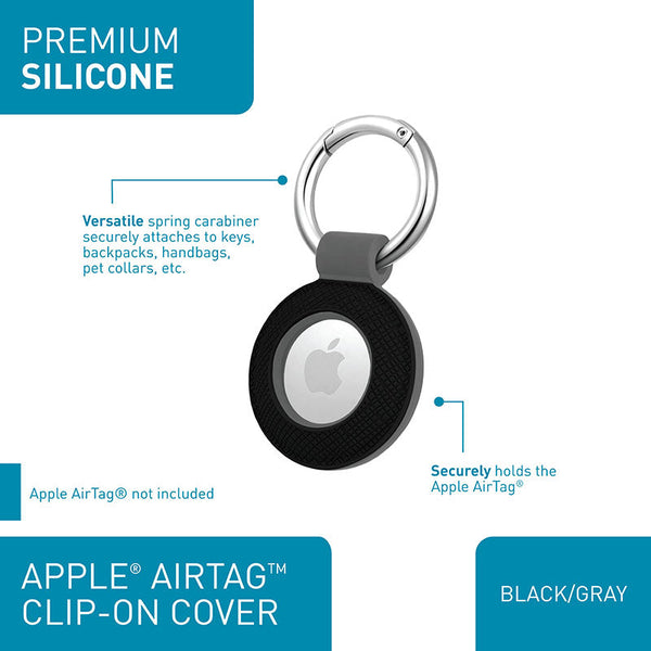 WITHit Apple AirTag Silicone Clip-on Cover in Black/Gray