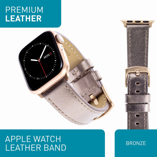 WITHit Designer Bands for 38/40/41mm Apple Watch - 2 Pack in Bronze Leather & Silicone Sport White/Pink
