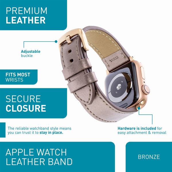 WITHit Designer Bands for 38/40/41mm Apple Watch - 2 Pack in Bronze Leather & Silicone Sport White/Pink