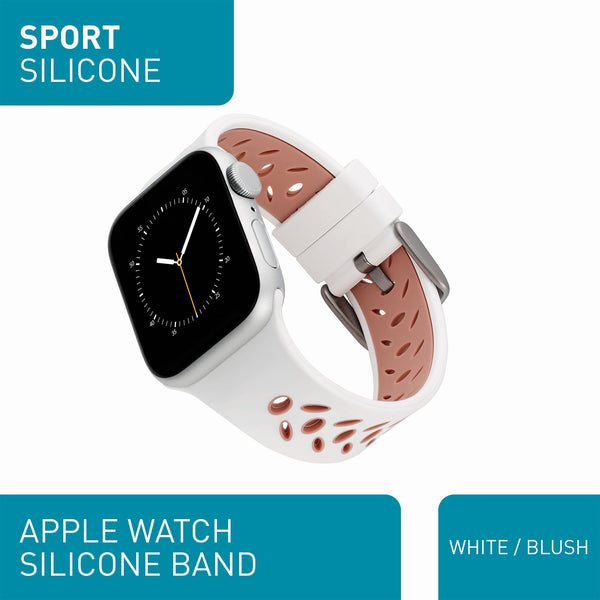WITHit Designer Bands for 38/40/41mm Apple Watch - 2 Pack in Bronze Leather & Silicone Sport White/Pink