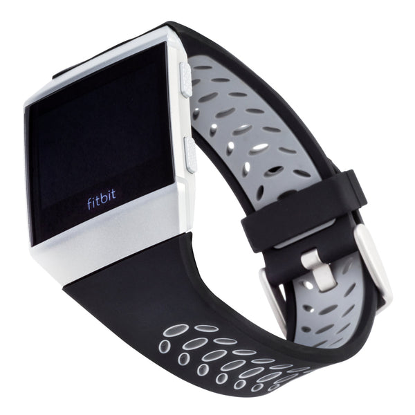 Silicone FitBit Ionic Band, 2-Pack in Black/Grey, Olive Woven