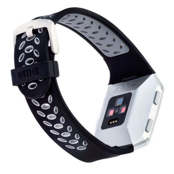 Silicone FitBit Ionic Band, 2-Pack in Black/Grey, Olive Woven