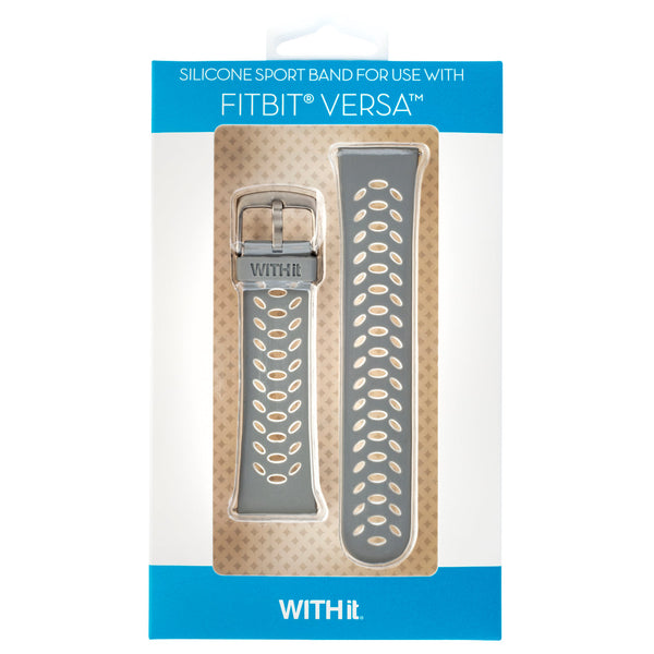 Silicone FitBit Versa Band, Grey/White