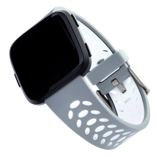 Silicone FitBit Versa Band, Grey/White
