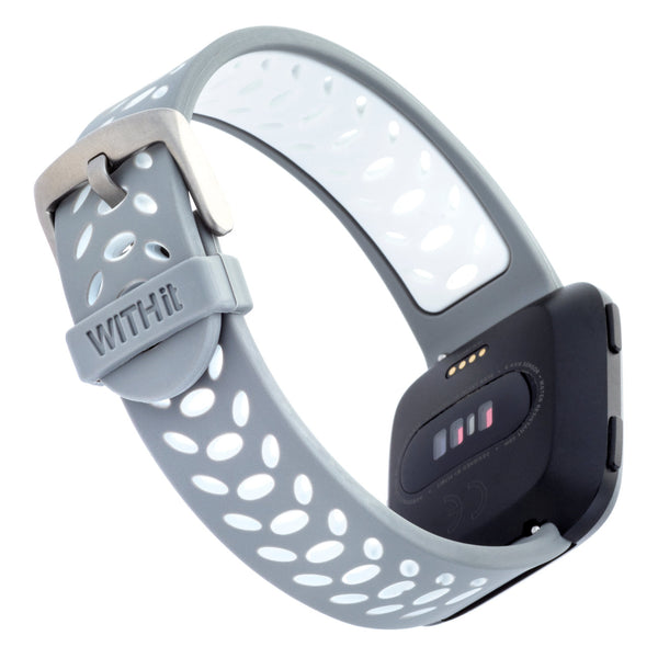 Silicone FitBit Versa Band, Grey/White
