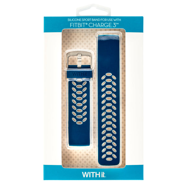 Silicone FitBit Charge Band, Navy/Grey