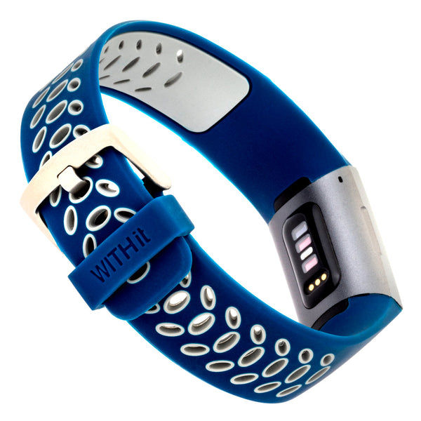 Silicone FitBit Charge Band, Navy/Grey
