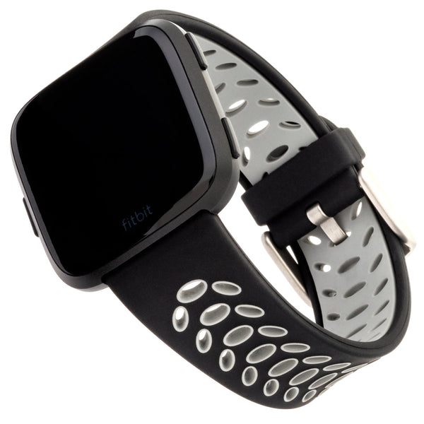 Silicone FitBit Versa Band, Black/Grey
