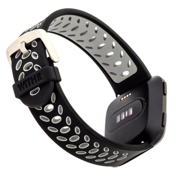 Silicone FitBit Versa Band, Black/Grey